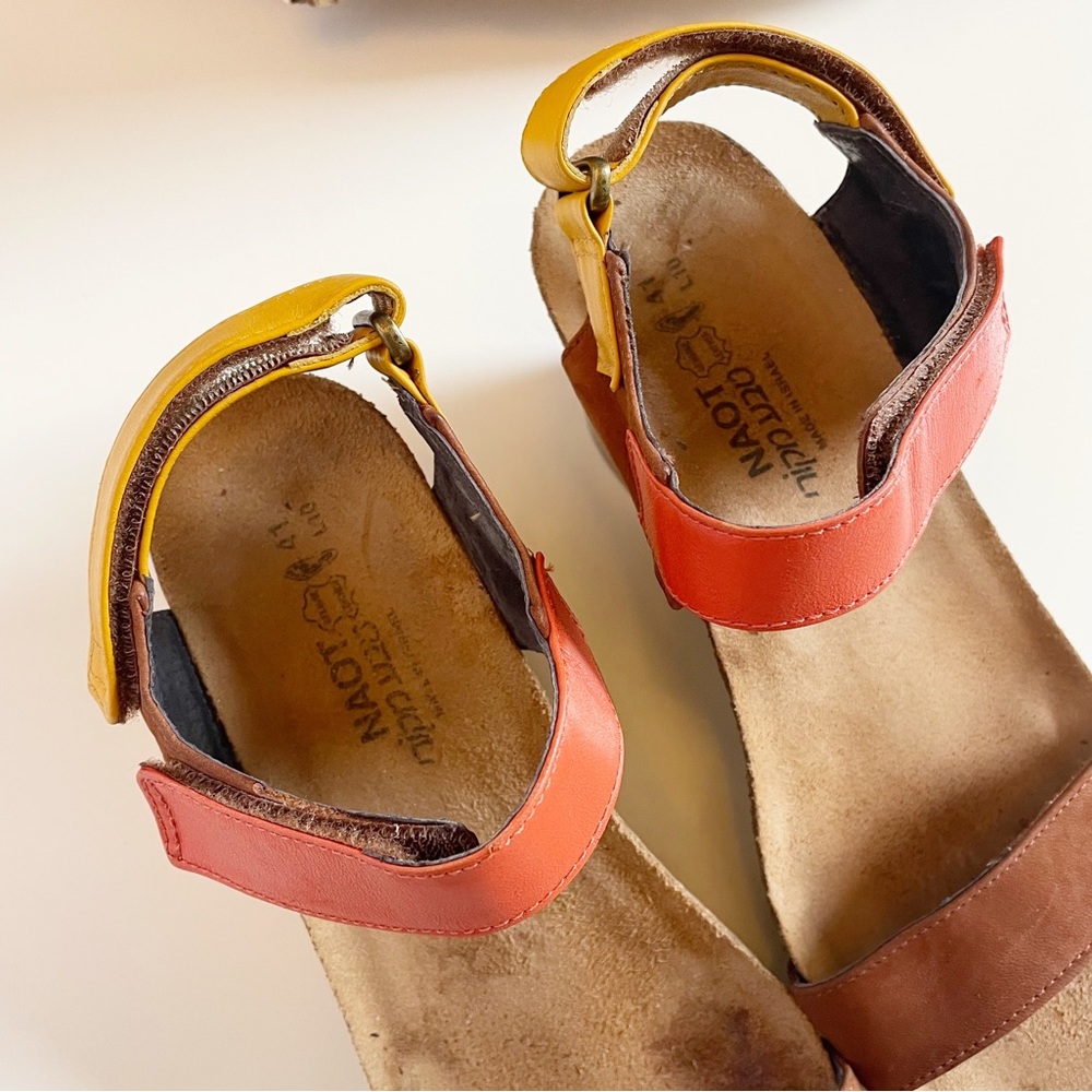 NAOT Genuine Leather Adjustable Color Block Wedge Sandals | 10/10.5 - Picture 3 of 10